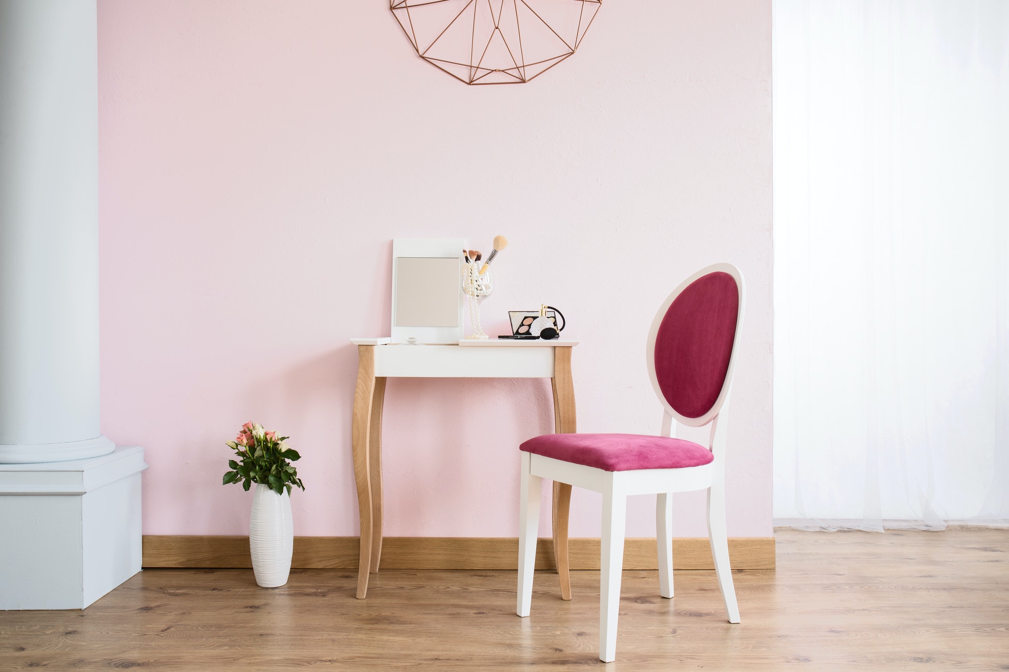 Dressing table and upholstered chair